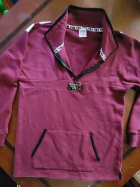 PINK Victoria's Secret Maroon Quater-Zip Pullover